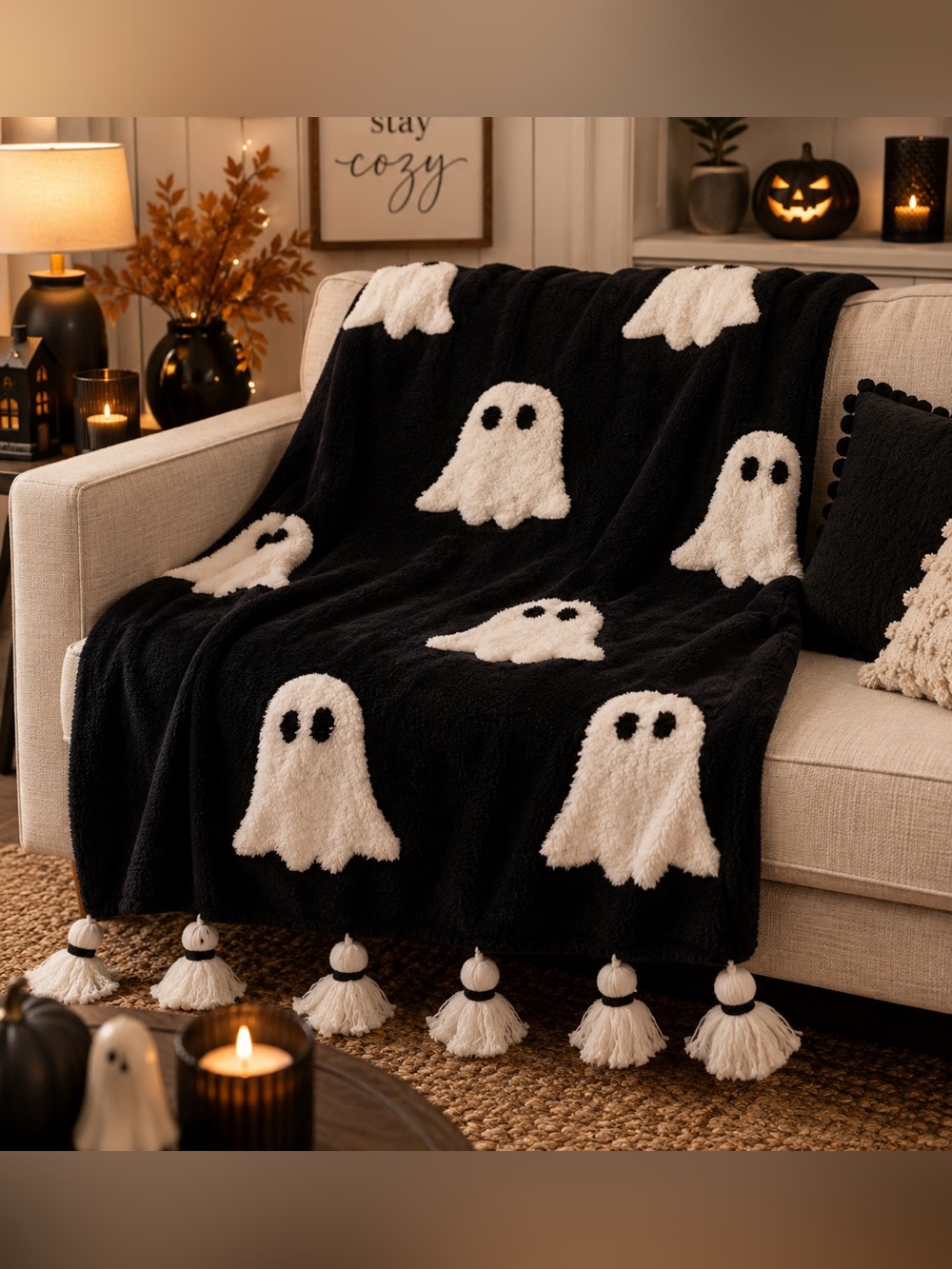 NWT TikTok Viral Rachel Zoe Los Angeles New York Black Ghost Blanket